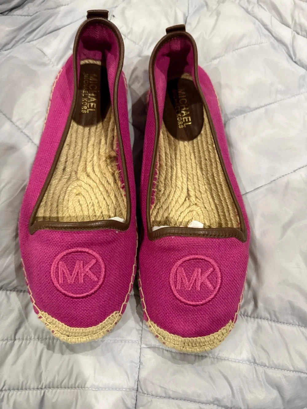 Michael Kors Hot Pink Canvas Espadrille Flats with MK Logo